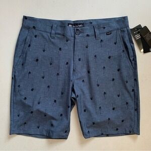 Travis Matthew Size 32 Blue Nights But Why Performance Shorts Palm Tree Print